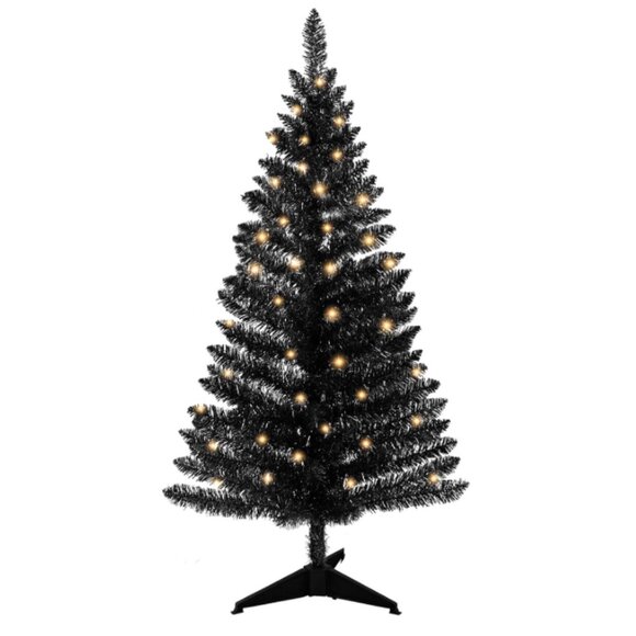 4ft Lighted Halloween Black Christmas Tree - Picture 1 of 2